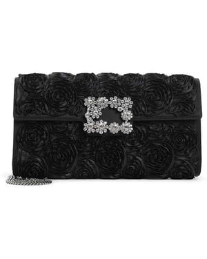 Roger Vivier Rose Flower Buckle Shoulder Bag - Black