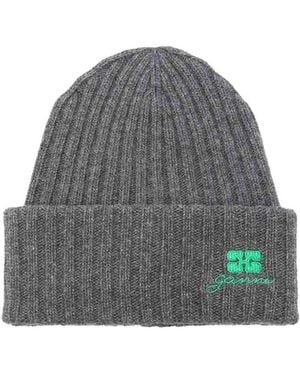 Ganni Core Future Wool Knit Beanie Charcoal - Grey