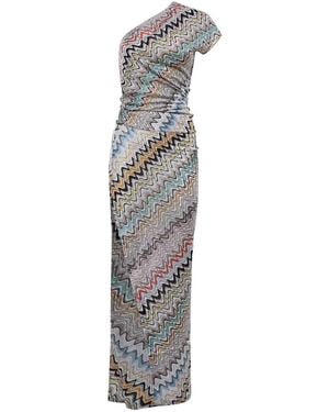Missoni Wave One-Shoulder Maxi Dress - White