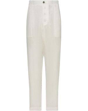 Franzese Collection Coloured Pure Irish Linen Trousers - White