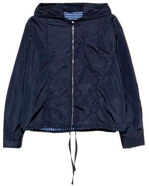 CUANTICO Short Nylon Reversible Jacket With Hood - Blue