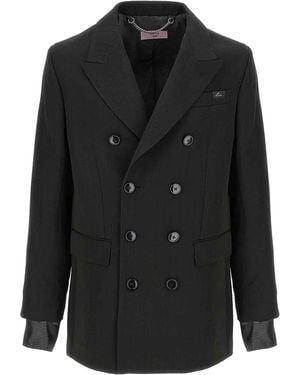 Martine Rose Striped Double-Breasted Blazer - Black
