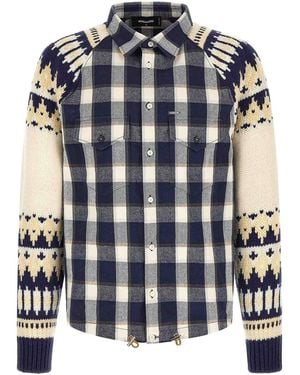 DSquared² Classic Check Drawstring' Shirt - Blue