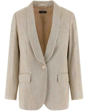 Peserico Lam Thread Blazer - Natural