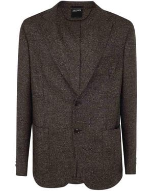 ZEGNA Wool And Silk Blend Jacket - Black