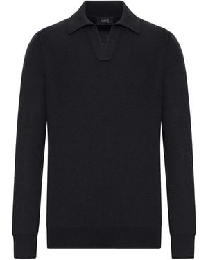 Nome V-Neck Polo Shirt - Blue
