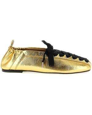 Ganni 'Lace-Up' Ballet Flats - Yellow