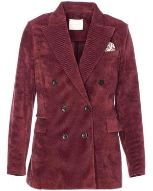 Circolo 1901 Bordeaux Velvet Double Breasted Jacket - Red