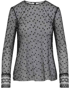 Alberta Ferretti L/S Pois Tulle Top - Gray