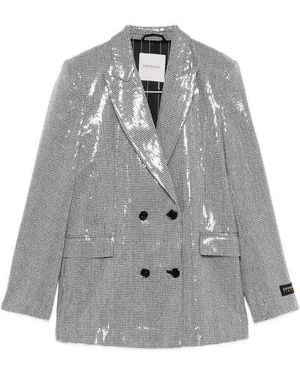 ERMANNO FIRENZE Sequined Double-Breasted Jacket - Gray
