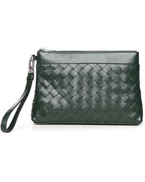 Bottega Veneta Intrecciato Prism Leather Clutch - Green
