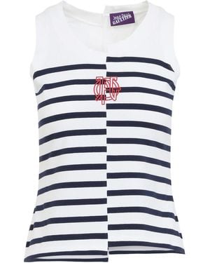 Jean Paul Gaultier Stretch Cotton Asymetric Tank Top - White