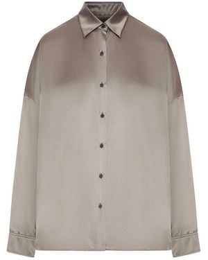 Dries Van Noten Satin-Effect Silk Shirt - Brown