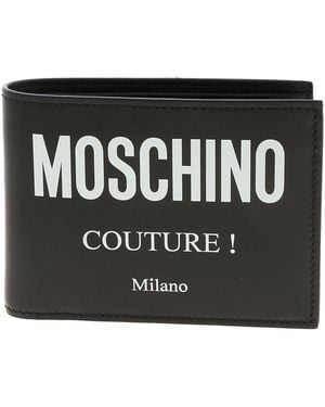 Moschino Logo Print Leather Wallet - Black