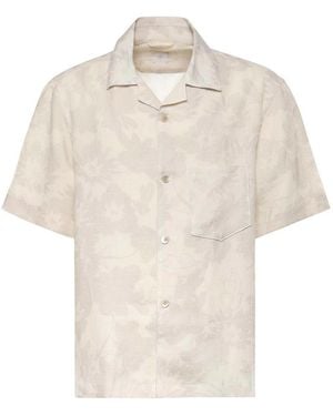 Eleventy Linen Bowling Shirt - Natural