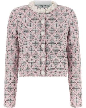 Self-Portrait Cardigan Con Colletto Floreale - Multicolore