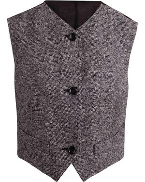 Max Mara Wool And Silk Tweed Vest - Gray
