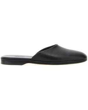 Brioni Leather Almond-Toe Mules - Black