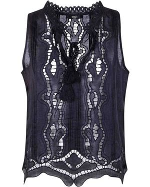 Seventy Raime Embroidered Top - Blue