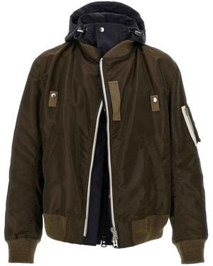 Sacai Hooded Nylon Bomber Jacket - Black