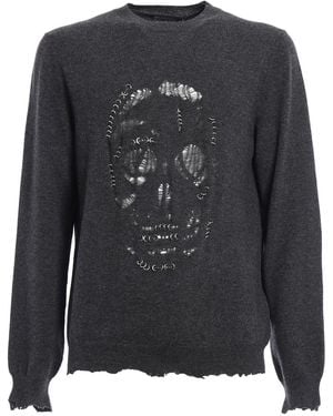 McQueen Pullover Skull Punk Con Piercing - Nero