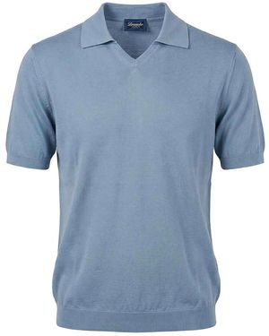 Drumohr Polo Scollo A V Con Logo - Blu