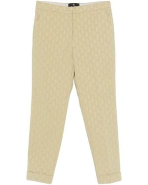 Etro Cropped Cotton Jacquard Trousers - Natural