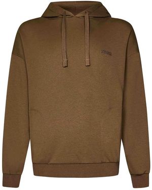 ZEGNA Cotton Hoodie - Brown