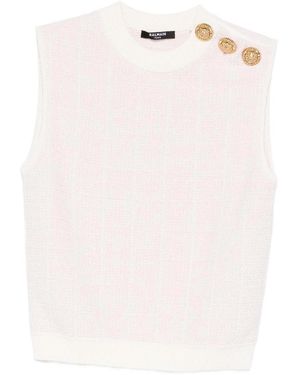 Balmain Tweed Tank Top - Natural