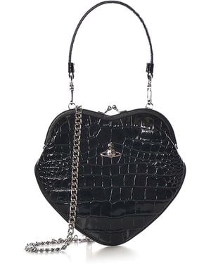 Vivienne Westwood Belle Heart Frame Leather Bag - Black