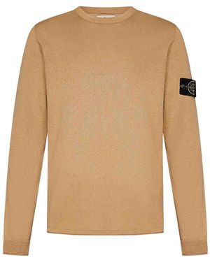 Stone Island Plain Stitch Raw Jumper - White
