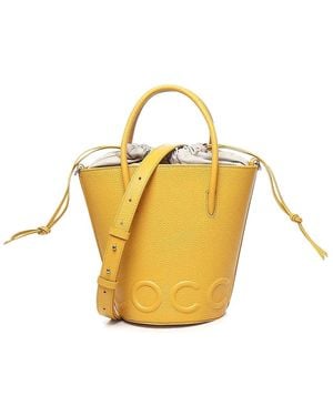Coccinelle Myrtha Grained Leather Bucket Bag - Metallic