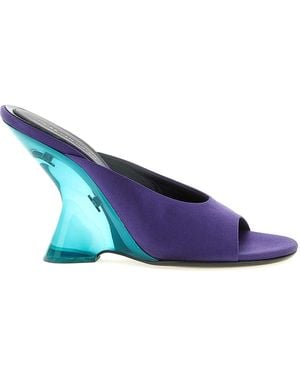 Dries Van Noten Satin Mules - Blue