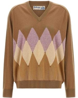 Ballantyne Argyle Intarsia Sweater - Brown