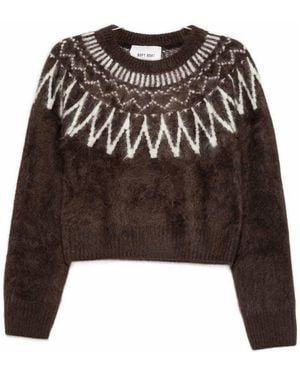 Soft Goat Wool Crewneck Jumper - Brown