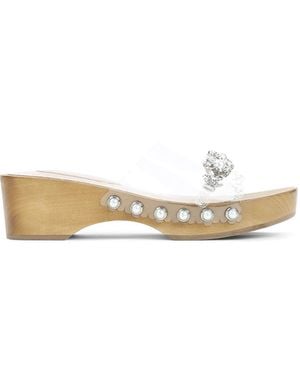 Simone Rocha Scalopped Wooden Clog Sandals - Natural