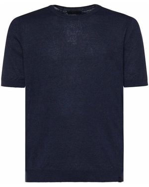 Fay Linen And Cotton T-Shirt - Blue