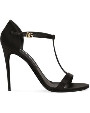 Dolce & Gabbana Satin High Heel Sandals - Black