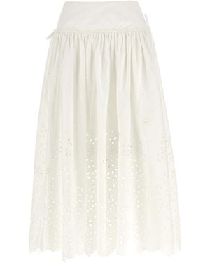 Self-Portrait Cotton Embroidered Midi' Skirt - White