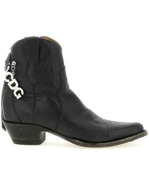 Comme des Garçons Embroidered Pointed Toe Boots - Black