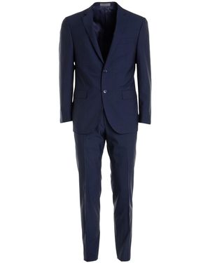 Corneliani Wool Suit With Buttons - Blue