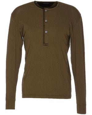 Tom Ford Ribbed Henley T-Shirt - Green