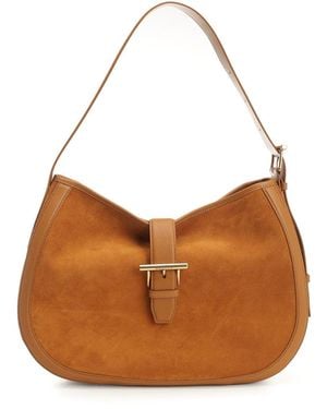 McQueen T-Buckle Shoulder Bag - Brown