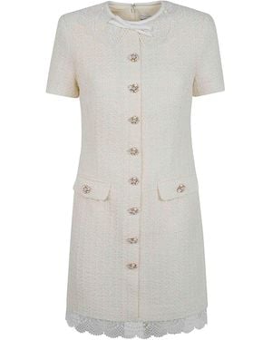 Self-Portrait Boucle Lace Trim Dress - White