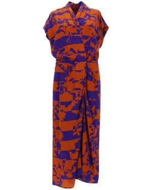 Dries Van Noten V-Neck Dress - Red