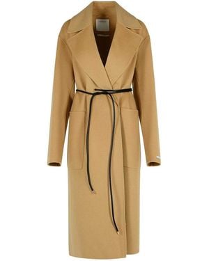 Sportmax Abate Camel Virgin Wool Robe Coat - Natural