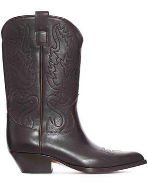 Buttero Flee Leather Boots - Brown