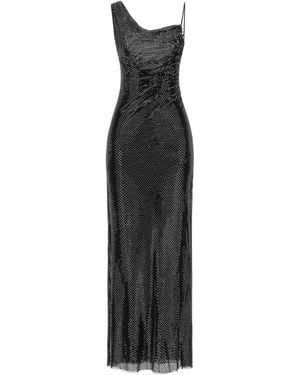Self-Portrait Rhinestone Draped Maxi' Dress - Black
