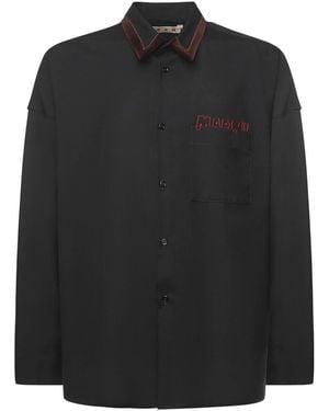Marni Wool Shirt With Logo - Black