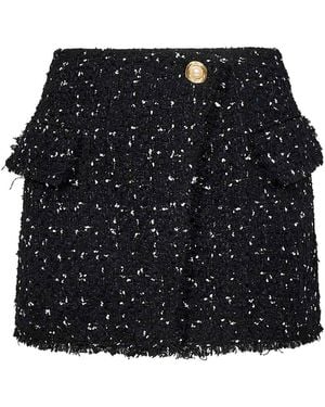 Balmain Polka Dot Tweed Mini Skirt - Black